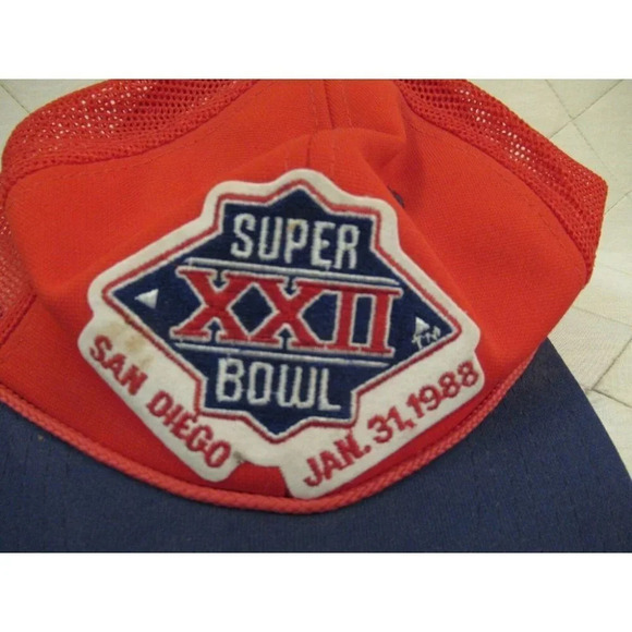 Super Bowl XXII 1988 Vintage Red Blue San Diego Snapback Trucker Hat Cap Mesh - Picture 2 of 7